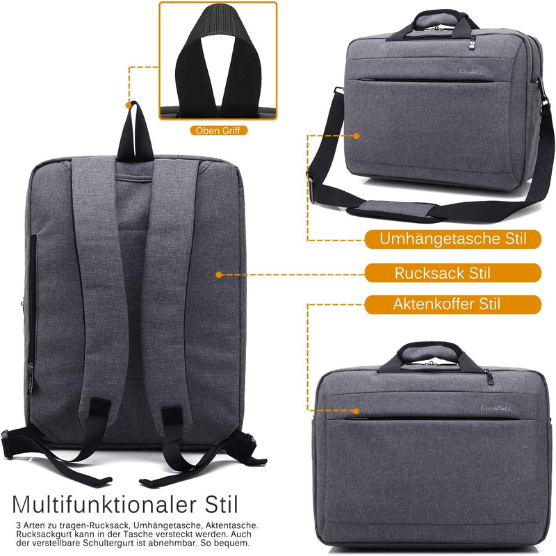 CoolBELL17,3 Zoll umwandelbar Laptop Tasche / Rucksack Messenger Bag Oxford Gewebe Umhängetasche Bac