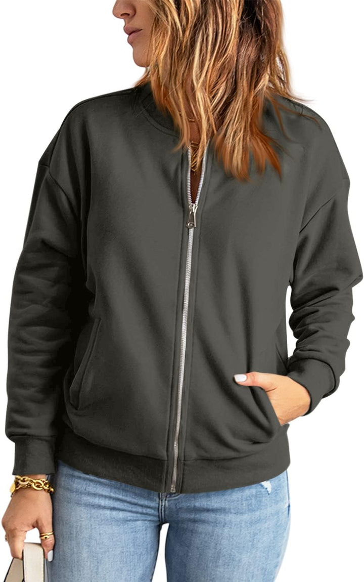 GeGekoko Zip Sweatshirt Damen übergrosse Jacket Sweatshirt Einfarbige Loose Langarm Tops Oberteile m