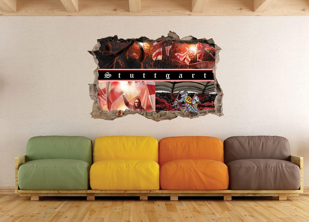 Ultras Stuttgart Collage, 3D Wandsticker Format: 92x62cm, Wanddekoration, 92x62