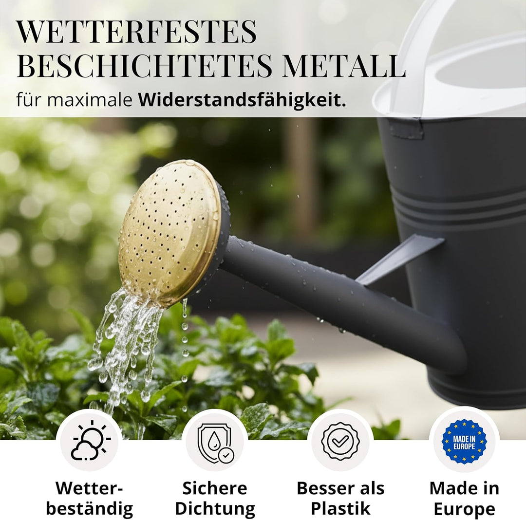 LIVLIG Giesskanne 5 Liter, Blumengiesskanne für Garten &amp; Balkon, Hochwertige Metallgiesskanne 5L aus