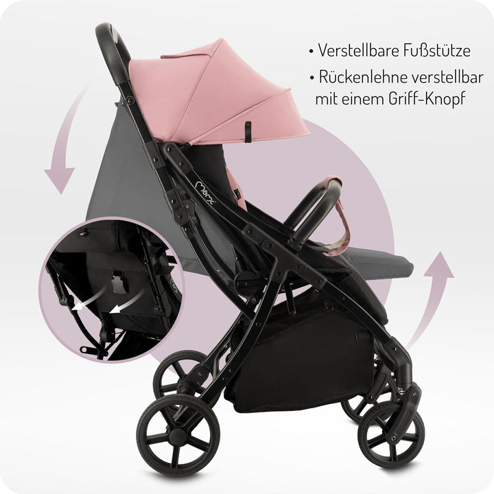 MoMi Kinderbuggy PAOLA mit automatischem Faltsystem, bis 22 kg Körpergewicht, 5-Punkt-Sicherheitsgur