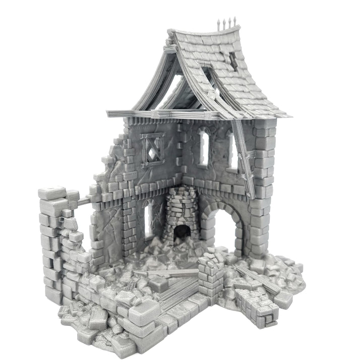 QP3D - Battle Ruined Medieval Building - Fantasy House Terrain Scenery for Tabletop & RPG 28-32mm Mi