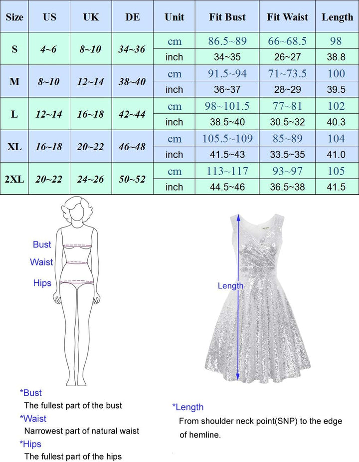 GRACE KARIN Damen Perlen Kleid Knielang Rockabilly Retro Kleider Faltenrock CL061 S Cl1061-8, S Cl10