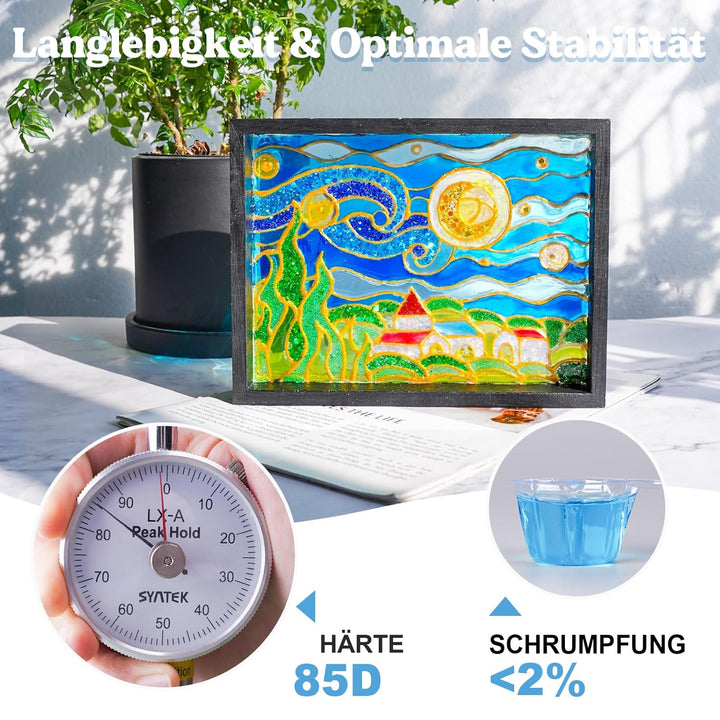 LET'S RESIN UV Resin Set Mit Lampe, Verbessertes 200g Kristallklares Kleber Set für Schmuck, Basteld