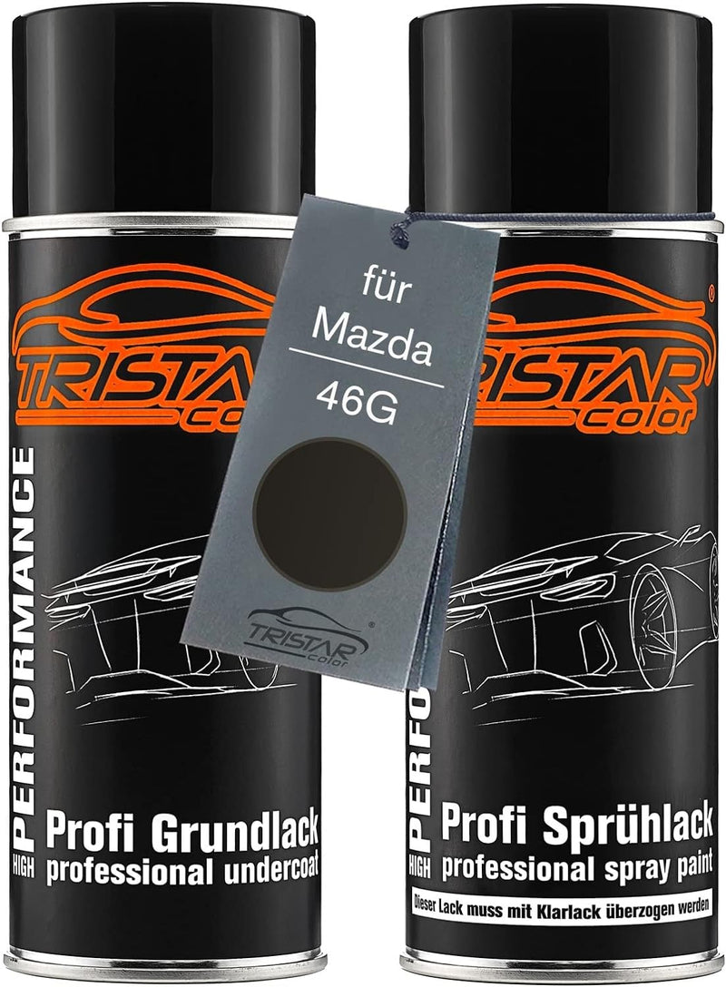 TRISTARcolor Autolack Spraydosen Set für Mazda 46G Machine Grey Metallic Grundlack Basislack Sprühdo