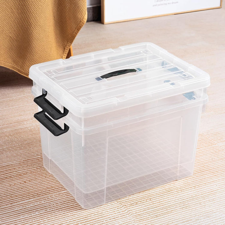 Cetomo,45L,6er-Pack, Aufbewahrungsbox mit deckel,Aufbewahrungsboxen, mit Clips, stapelbar, Wohnzimme
