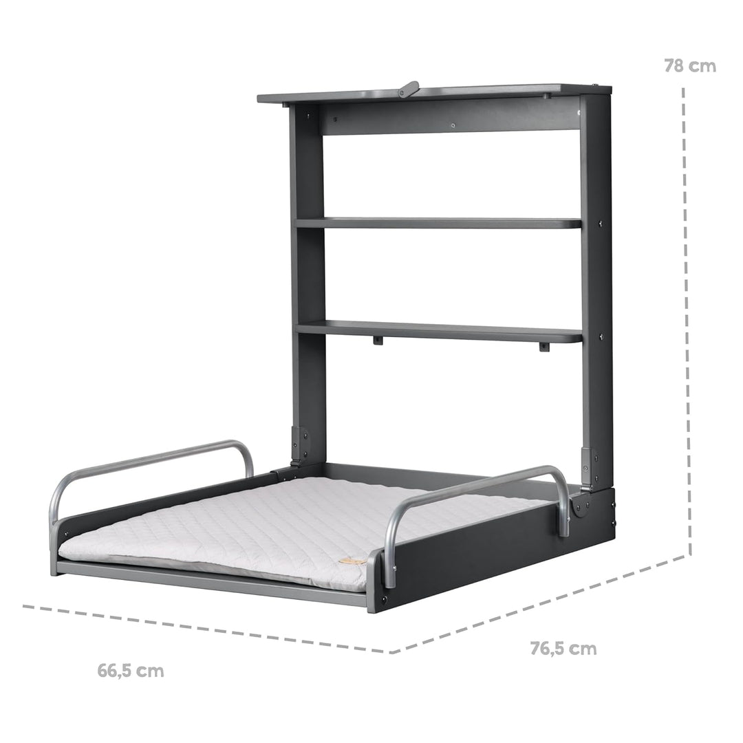 roba Wandwickelregal + Wickelauflage roba Style grau - Klappbar & platzsparendes Wickelregal zur Wan
