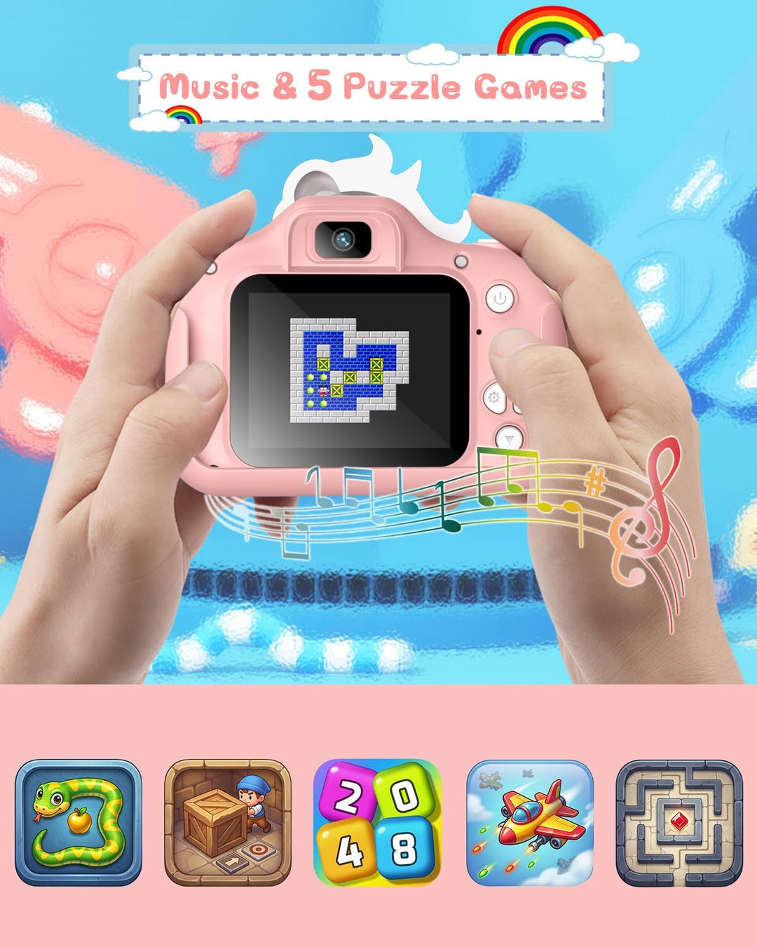 Kinderkamera, Gofunly Kinder Kamera 1080P 2,0-Zoll-Bildschirm Kamera Kinder mit 32GB SD-Karte Selfie