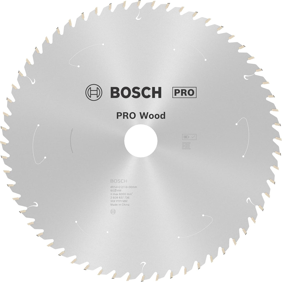 Bosch Accessories 1x Kreissägeblatt Standard for Wood (Holz, Sägeblatt Ø 254 x 30 x 2,2 mm, 60 Zähne