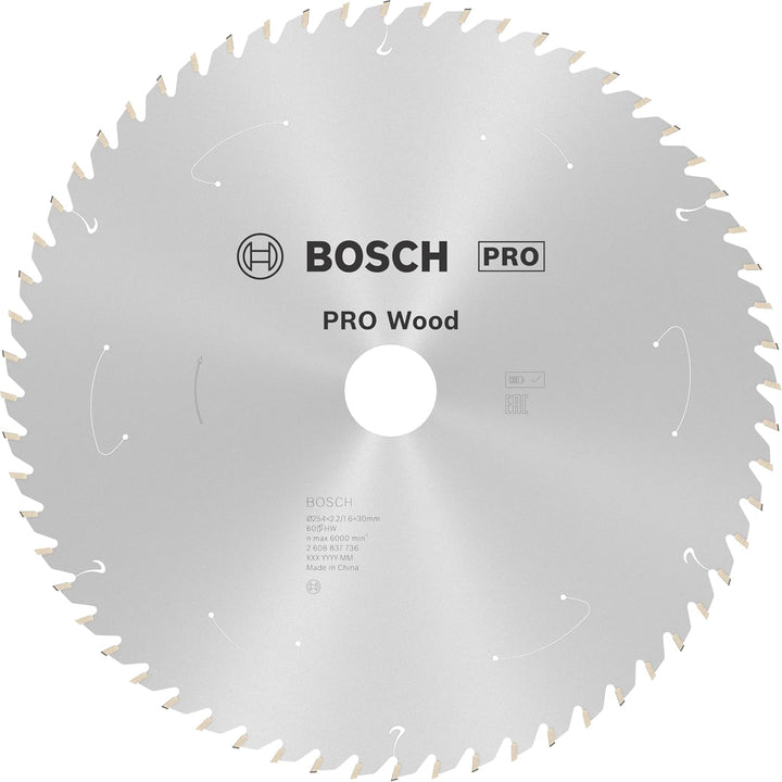 Bosch Accessories 1x Kreissägeblatt Standard for Wood (Holz, Sägeblatt Ø 254 x 30 x 2,2 mm, 60 Zähne