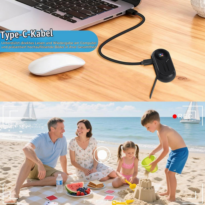 OBEST Mini Action Cam WiFi Action Kamera 2K Bodycam Körperkamera mit Bildschirm, Magnetisch Motorrad