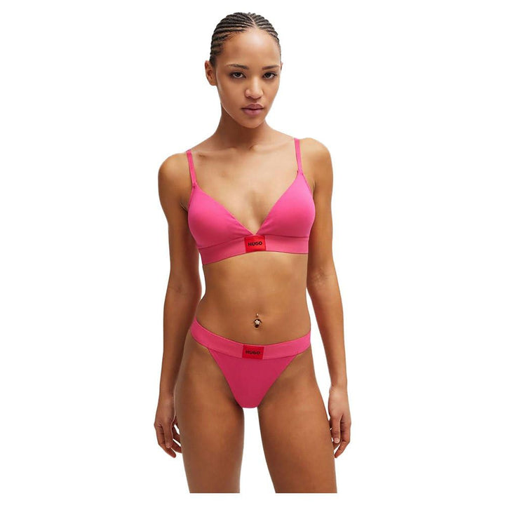 HUGO Damen Triangle RED Label Triangel-BH aus Stretch-Baumwolle mit rotem Logo-Label XS Bright Pink6