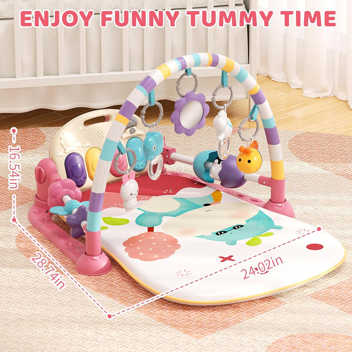 JOVOW Piano-Gym Spieldecke Baby 0-36 Monate, Krabbeldecke für Baby mit Musik und Lichtern, Babyspiel
