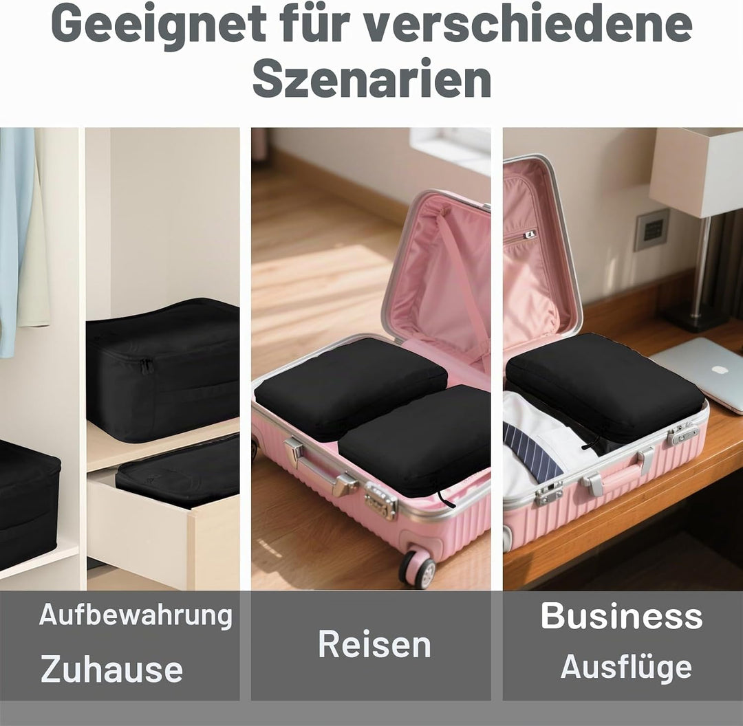 Grosse Koffer Organizer 40×20×25, 2 Stück Packwürfel Kompression &amp; 4 Stück Mesh Packing Cubes, Koffe