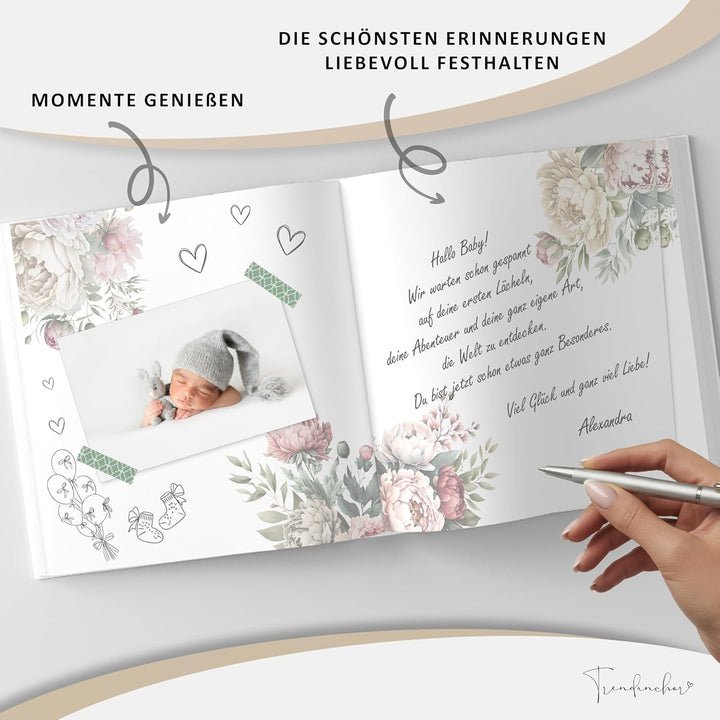Babyparty Gästebuch zum Selbstgestalten - Baby Geschenk zur Geburt für Mädchen und Junge - 72 Seiten