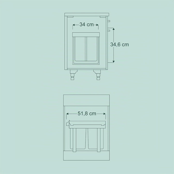 Relaxdays Einbaumülleimer, 2 Fächer, 2X 20 l, HxBxT: 41,3 x 34 x 51,8 cm, ausziehbar, Müllsystem Unt