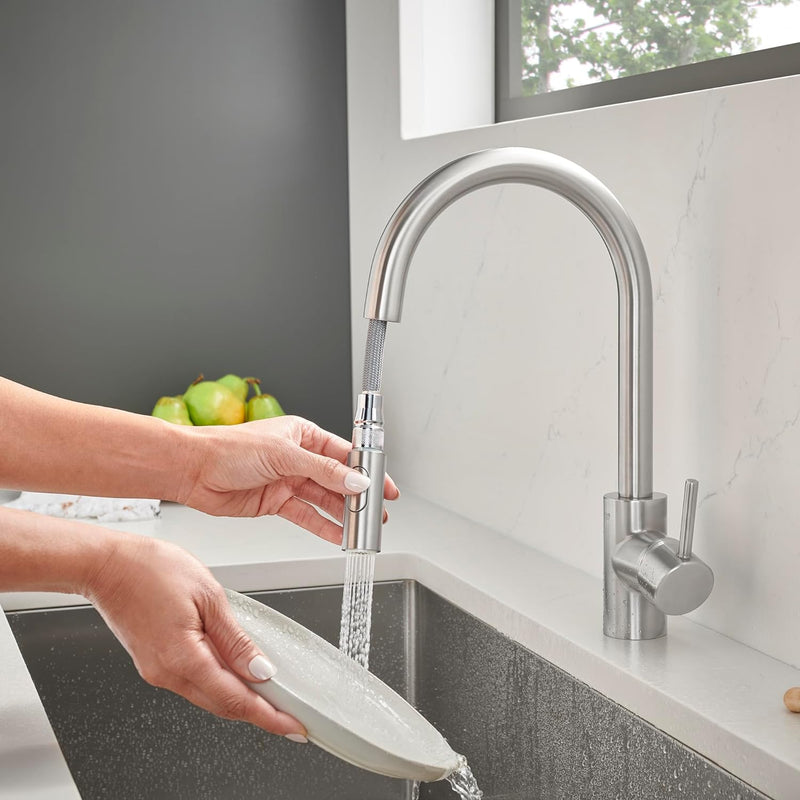 Grohe Concetto 32665DC3 Küchenarmatur, ausziehbar, Doppelstrahl, SuperSteel Infinity Finish Super St