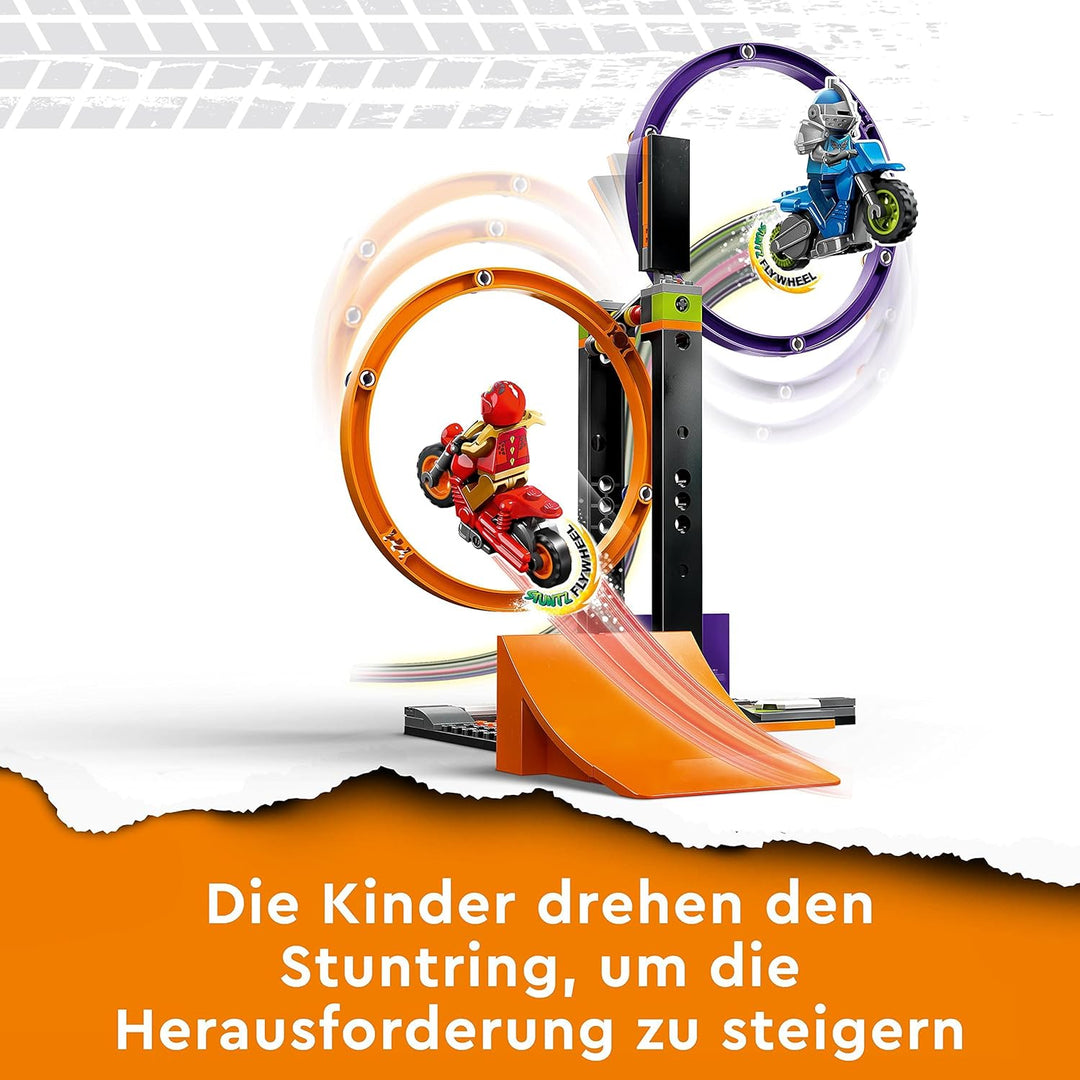 LEGO 60360 City Stuntz Kreisende Reifen-Challenge, 1 oder 2 Spieler Wettbewerbe mit selbstfahrendem
