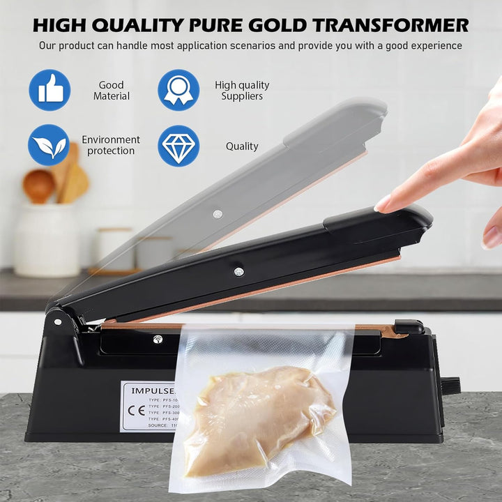 Heisssiegelgerät Folienschweissgerät 200mm, Folienschweissgerät, Impulse Heat Bag Sealer, Bag Sealer