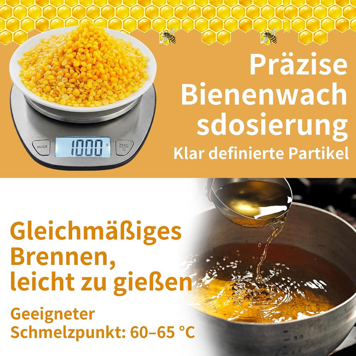 LIKEGOR Hochwertiges Bienenwachs, 1kg Natürliches Bienenwachs, Ideal für Naturkosmetik, Bienenwachst
