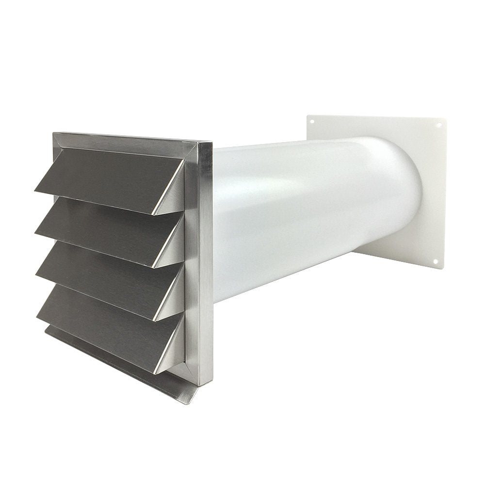 EASYTEC® Energiesparender Wandmontage Mauerkasten Ø 150 mm Edelstahl mit zwei Rückstauklappen | DN15