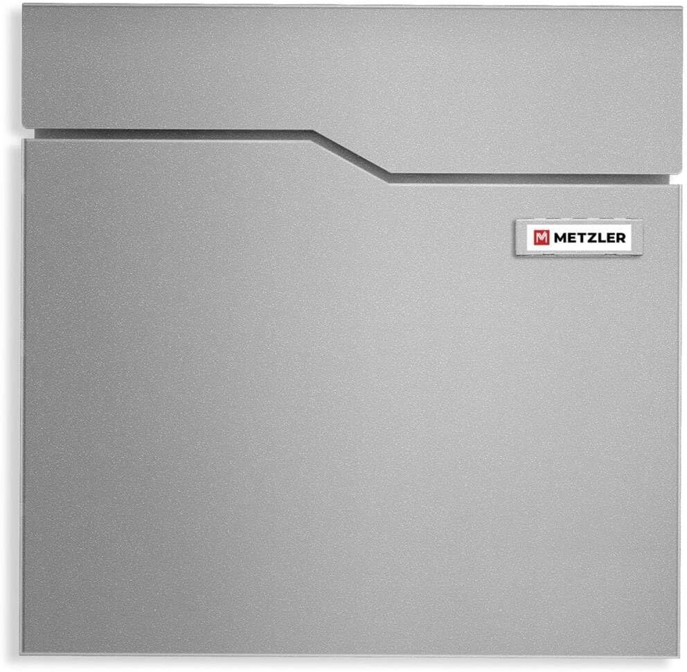 Metzler Briefkasten in Graualuminium mit Zeitungsfach & Sichtfenster – Wandbriefkasten Grau mit aust