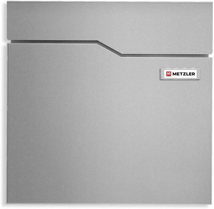 Metzler Briefkasten in Graualuminium mit Zeitungsfach & Sichtfenster – Wandbriefkasten Grau mit aust