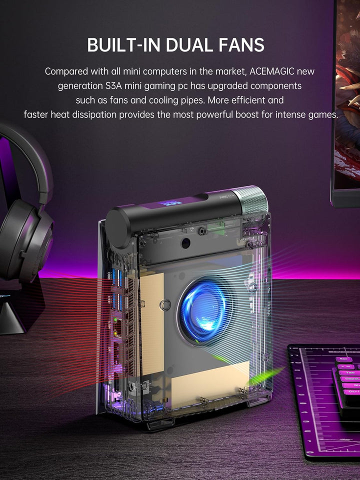 S3A Mini PC 32GB DDR5 4800MHz 1TB NVME PCIe3.0 SSD, AMD Ryzen 9 6900HX (bis zu 4,9 GHz) Radeon 680M,