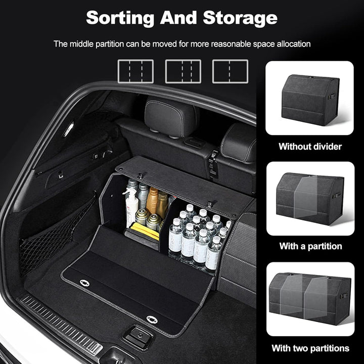 Ergocar Kofferraum Organizer, Faux Gewebtes Wildleder Autotasche Auto Kofferraum Box, Zusammenklappb