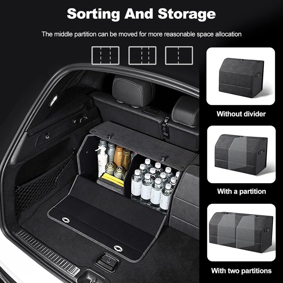 Ergocar Kofferraum Organizer, Faux Gewebtes Wildleder Autotasche Auto Kofferraum Box, Zusammenklappb