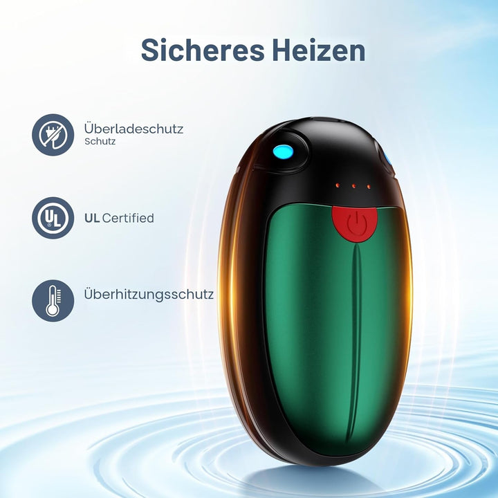 VTHW Handwärmer Wiederaufladbar, Handwärmer Elektrisch 2er-Set mit 6000-mAh, Elektrischer Handwärmer