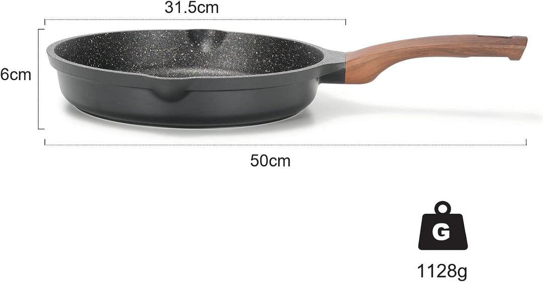 ZUOFENG Antihaft Pfanne Bratpfanne mit Deckel Beschichtet 28cm, Granit Pfannen Nonstick Frying Pan,