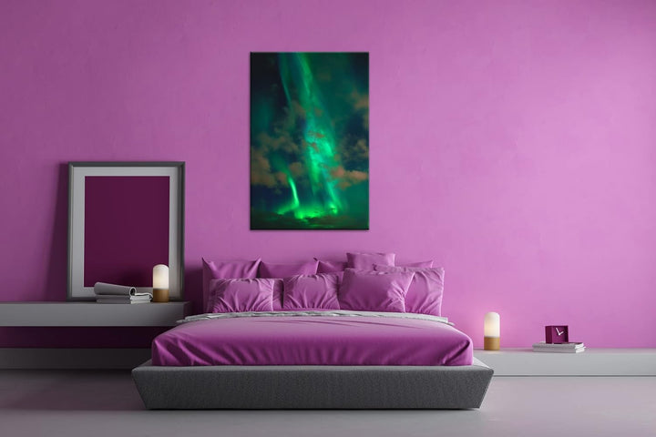 deyoli Aurora Borealis am Himmel Format:90x60 cm als Leinwandbild, Motiv fertig gerahmt auf Echtholz