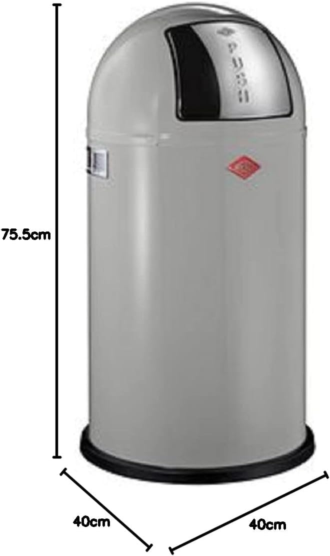 Wesco 175 831 Pushboy Abfallsammler 50 Liter cool Grey 40 x 40 x 75.5cm (L/B/H), Edelstahl, Cool Gre