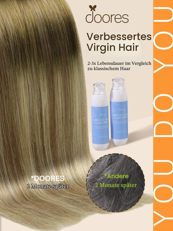 DOORES Tape Extensions Echthaar, Dunkel Braun bis Chestnut Braun und Dirty Blonde Highlights 35cm (1