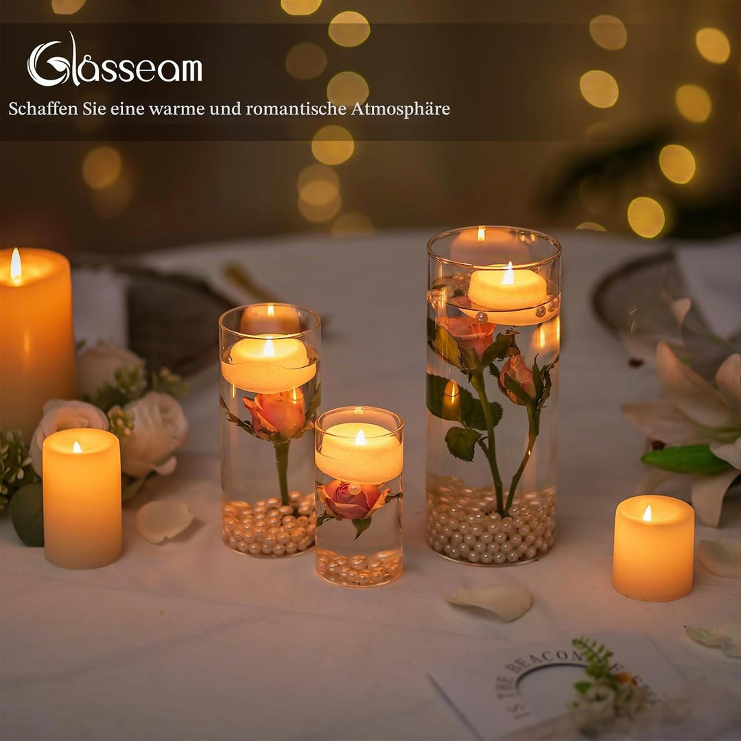 Glasseam Deko Vase Glas Zylinder Tischdeko 10 Satz Blumen Vasen Set Modern Glasvase Rund Glaszylinde