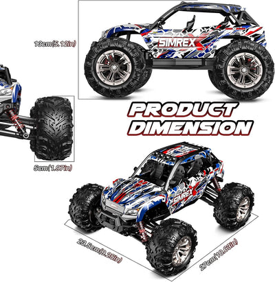 SIMREX 1:16 Scale All-Terrain Ferngesteuertes Auto, 36 km/h, 4WD mit 2.4 GHz Fernbedienung, IPX4 was