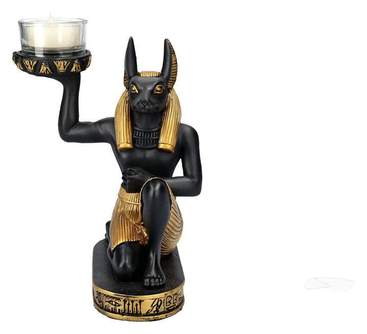 Teelichthalter Anubis Figur kniend | Ägyptische Deko