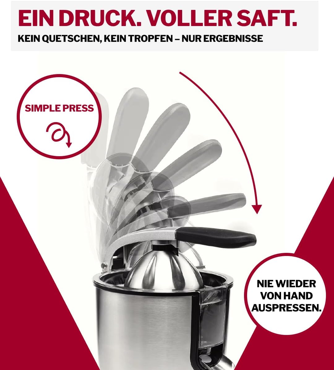 Turmix Multi-Juicer CX 650 – Orangenpresse elektrisch mit Druckhebel, Zitruspresse Edelstahl mit Tro