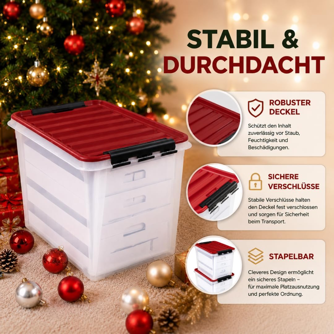 Quality-Collection Weihnachtskugel Box, Christbaumkugel Box, Christbaumschmuck und Deko (61 Liter)