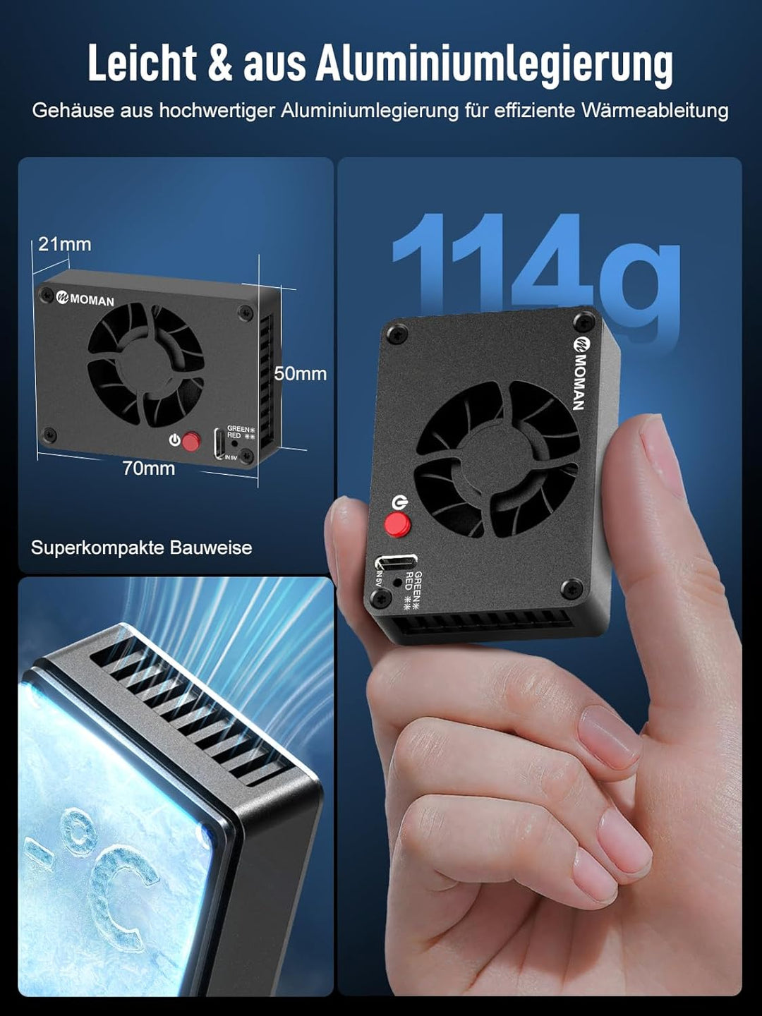 Camera Cooling Fan, Moman Externes Halbleiter Kühlsystem für Kameras mit Aufladen vom Typ C für Live