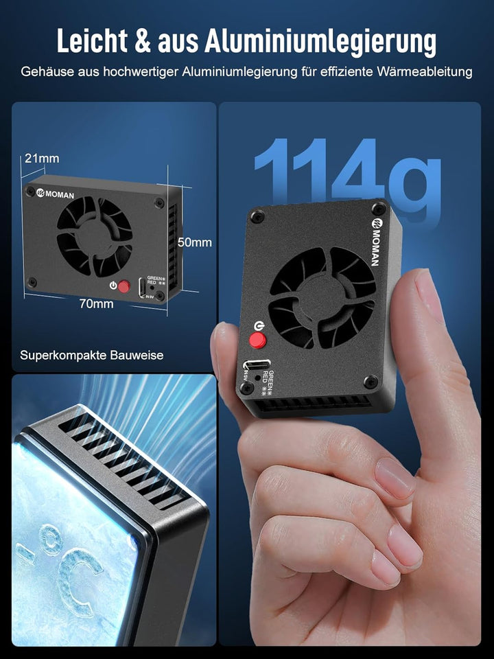 Camera Cooling Fan, Moman Externes Halbleiter Kühlsystem für Kameras mit Aufladen vom Typ C für Live