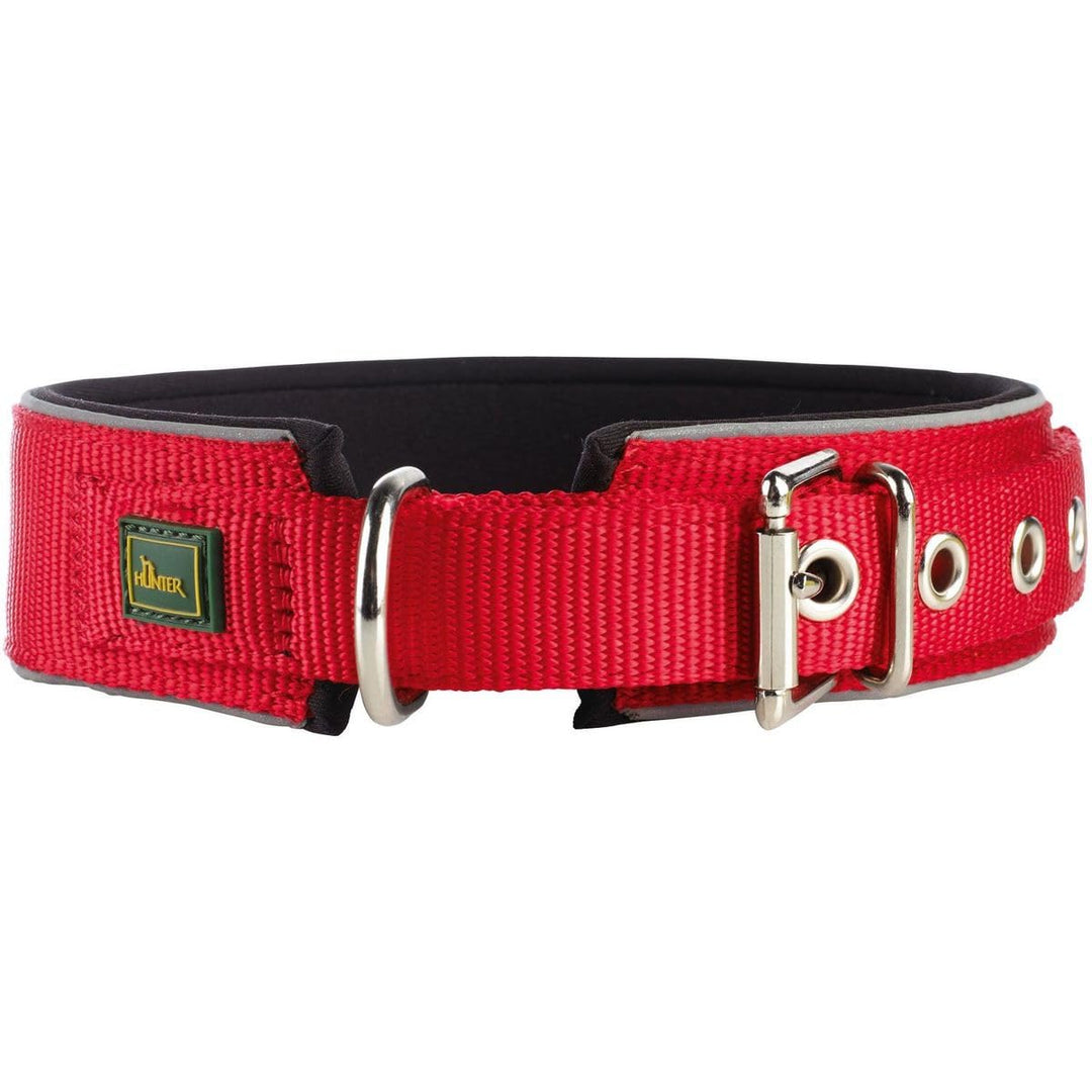 HUNTER Hundehalsband NEOPREN REFLECT, Farbe: rot/schwarz, weiche Polsterung, reflektierend, besonder