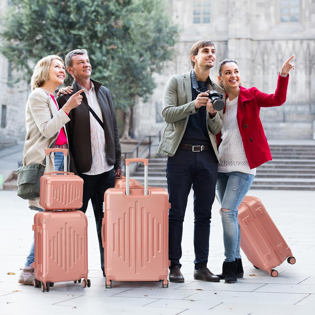 LEADZM Kofferset 5 teilig, Reisekoffer Set mit Kosmetikkoffer & verstärkten Ecken, Koffer Set Hartsc