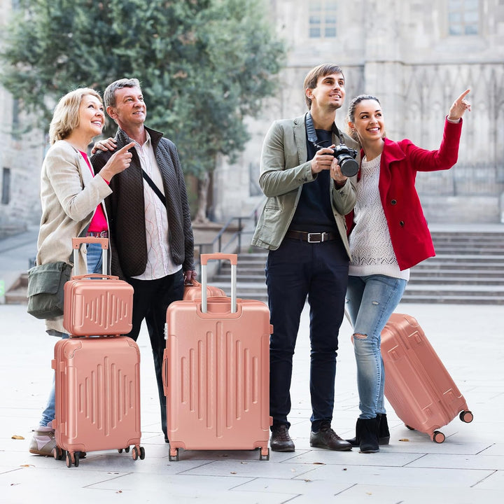 LEADZM Kofferset 5 teilig, Reisekoffer Set mit Kosmetikkoffer & verstärkten Ecken, Koffer Set Hartsc