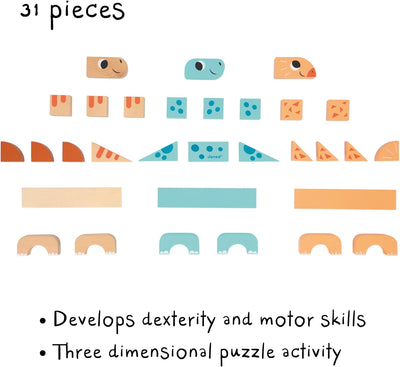 Janod - Bauspiel Cubikosaurus Dinosaurier - 3 Dinos zum Bauen - Lernspiel zum Stapeln - Spielzeug au