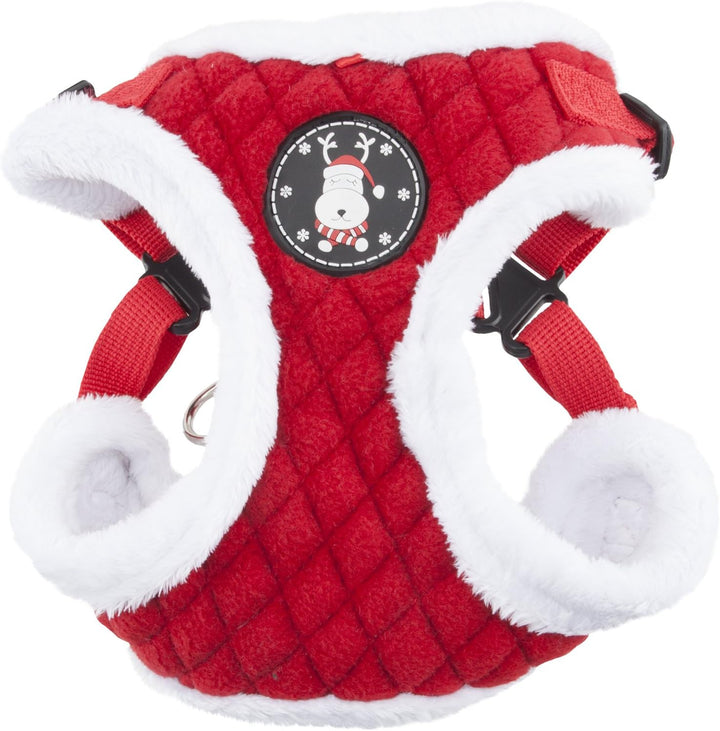 Puppia 4-Punkt-Weihnachtsgeschirr, Weiches Geschirr für kleine und mittelgrosse Hunde - Rot Rot M, R