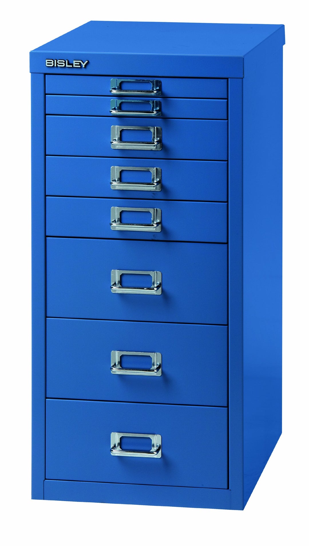 BISLEY MultiDrawer, 29er Serie, DIN A4, 8 Schubladen, Metall, 605 Blau, 38 x 27.9 x 59 cm, 605 Blau