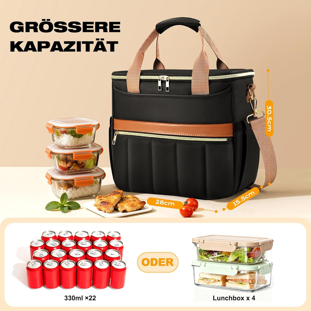 Kühltasche, Lunchtasche mit Weiter Öffnung, Grosse Auslaufsichere Lunch Bag Damen Herren mit Mehrere