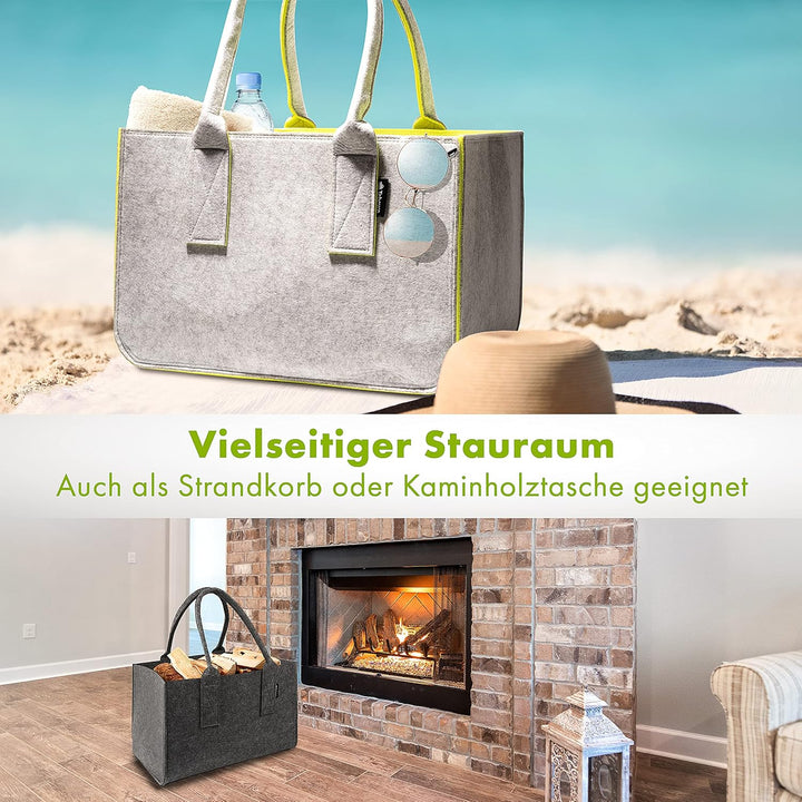 Filztasche - praktische Einkaufstasche - modische Shopping Bag - Einkaufskorb aus Filz - faltbare Tr
